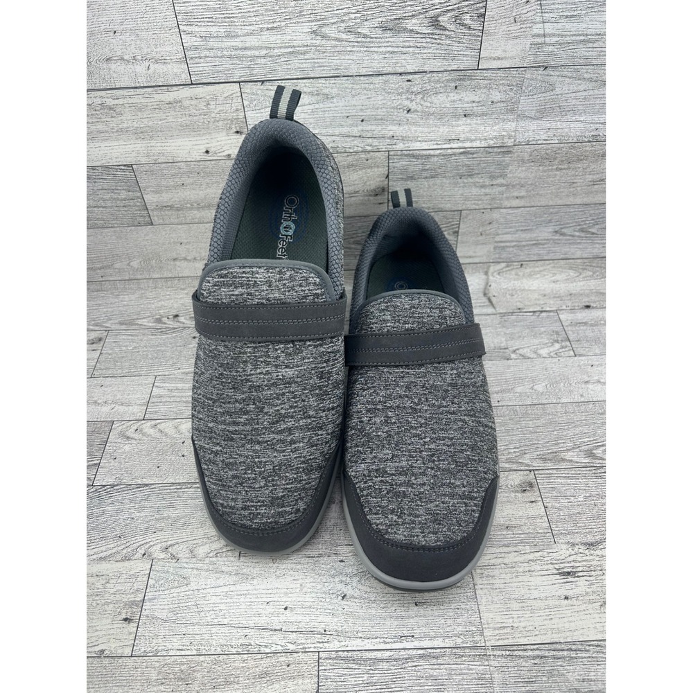 Orthofeet‎ 822 Women Walking Shoes Gray Heather Slip On Size 10D Wide Comfort